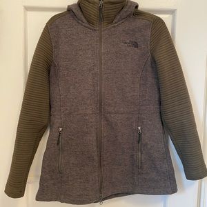 North Face zip up olive green brown size M